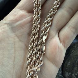 14k rose gold diamond cut rope