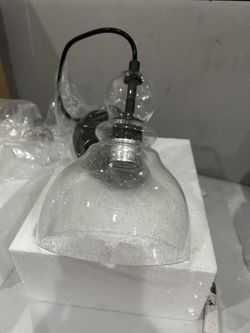 Brand New One-Light Indoor Mini Pendant Light, Ceiling Light Fixture, Black Finish with Clear Seeded Glass