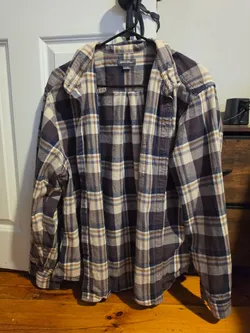 Eddie Bauer Mens XL Plaid Flannel Shirt Brown Cream Gray