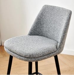 Taburetes de bar de tela, base de metal, 27,2" de altura del asiento, gris