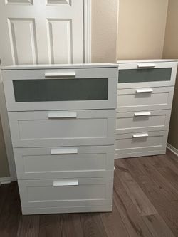 2 white IKEA dressers
