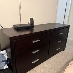 Large brown wood dresser