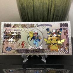 Silver Plated Cosplay Mega Ampharos Pikachu (Pokémon) Banknote