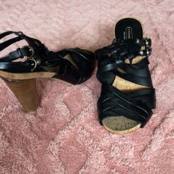 COACH black Vintage Strappy Heels 