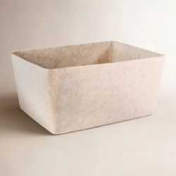 New Sculpted Felt Storage Wide Bin (Set of 3), Stone Color