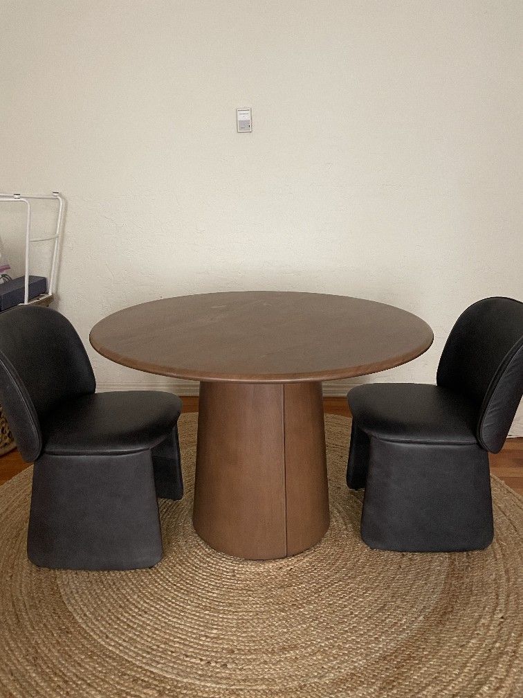 West Elm 48" Anton Round Pedestal Dining Table in Burnt Wax