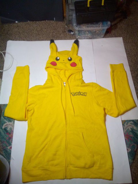 NEW Pokemon Yellow Pikachu Cosplay Zip Up Sweatshirt Size XL