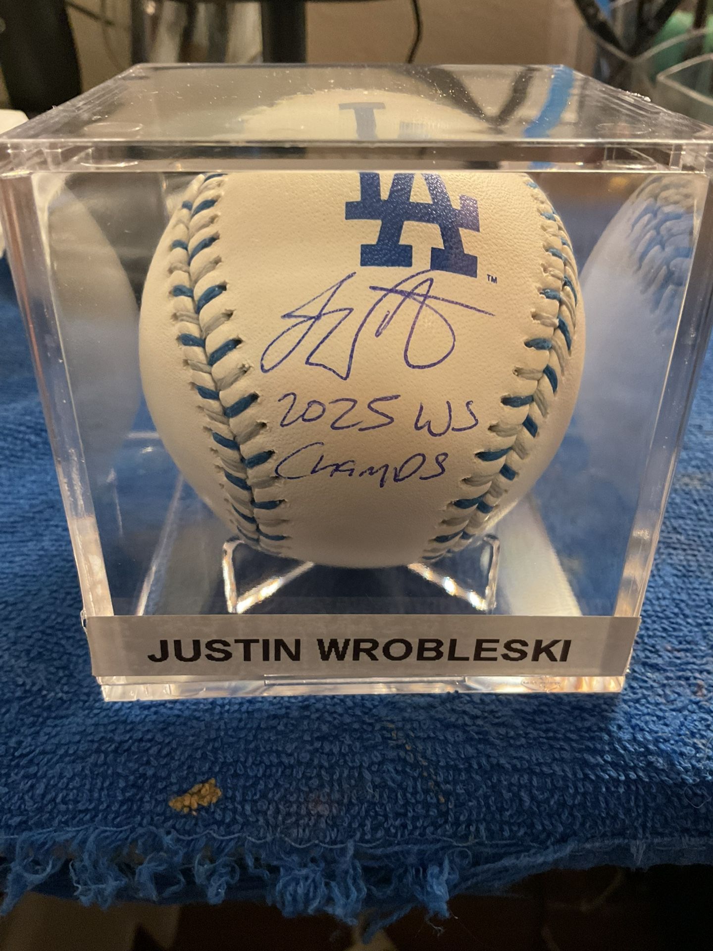 Los Angeles Dodgers Justin Wrobleski Autographed Dodgers Logo Baseball