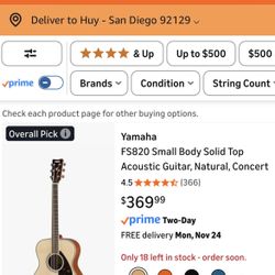 Yamaha FS820 Acoustic Guitar