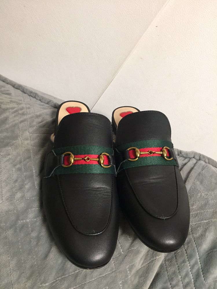 Women's Princetown Leather Slipper In Black | GUCCI® US