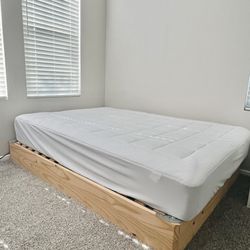 Ikea Haugesund Full Bed With Wooden Frame 