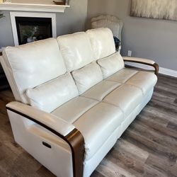 White, 80 Inch, Faux Leather Couch