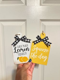 Lemon Theme Decorative Wood Signs Set of 2