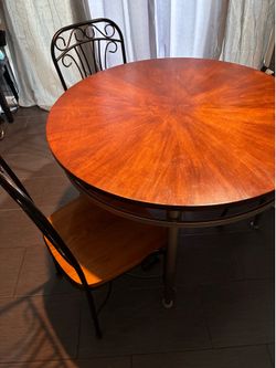 Wood and Wrought Iron Kitchen Table and 4 Chairs
