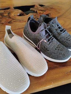 Sparkle Sneakers Size 8  Women's Black and Bone 2 Pair for $25