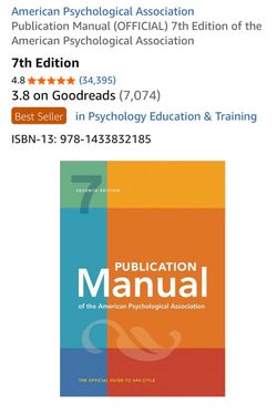 $20 obo NEW Publication Manual (Official) 7th Edition of the American Psychological Association