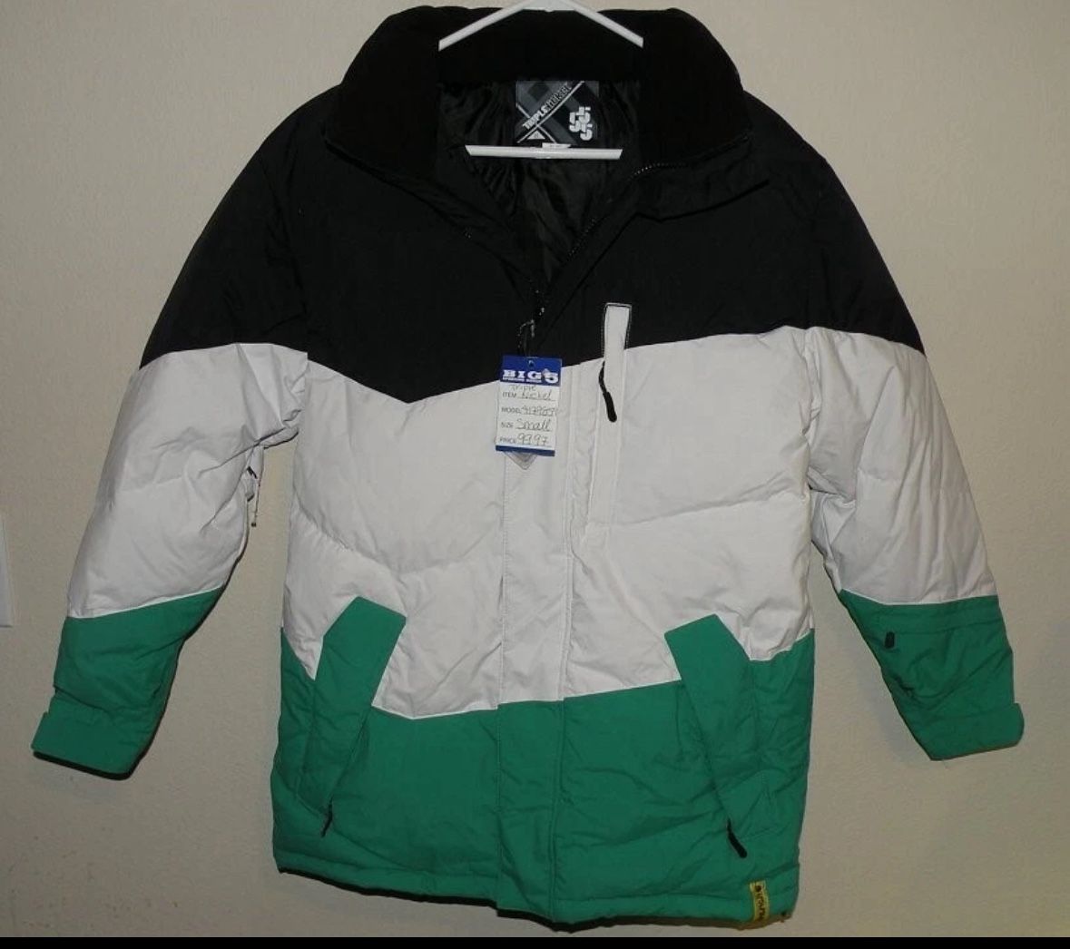 Triple Nickel 555 Men’s Small Down Ski Jacket Coat Black White Teal