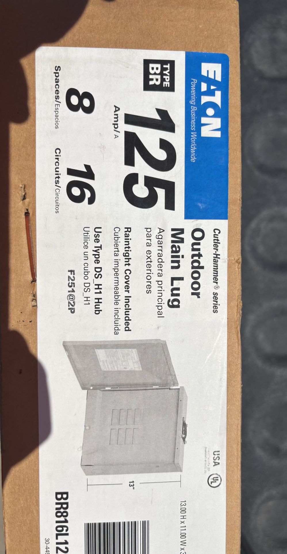 Eaton 125amp 8-16 Outdoor Main Lug SubPanel 