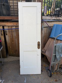 Vintage Solid Wooden Door, 24 by 79, Original Hardware, $40