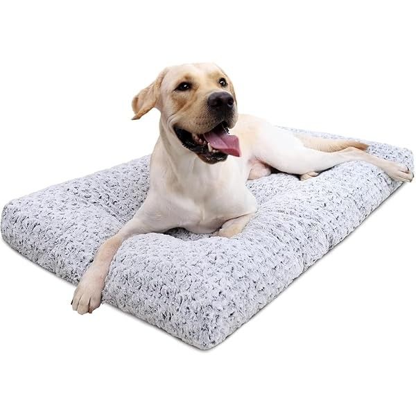 KSIIA Washable Dog Bed Deluxe Plush Dog Crate Beds Comfy Kennel Pad Anti-Slip Pet Sleeping Mat for Large, Jumbo, Medium, Small Dogs Breeds, 35" x 23",