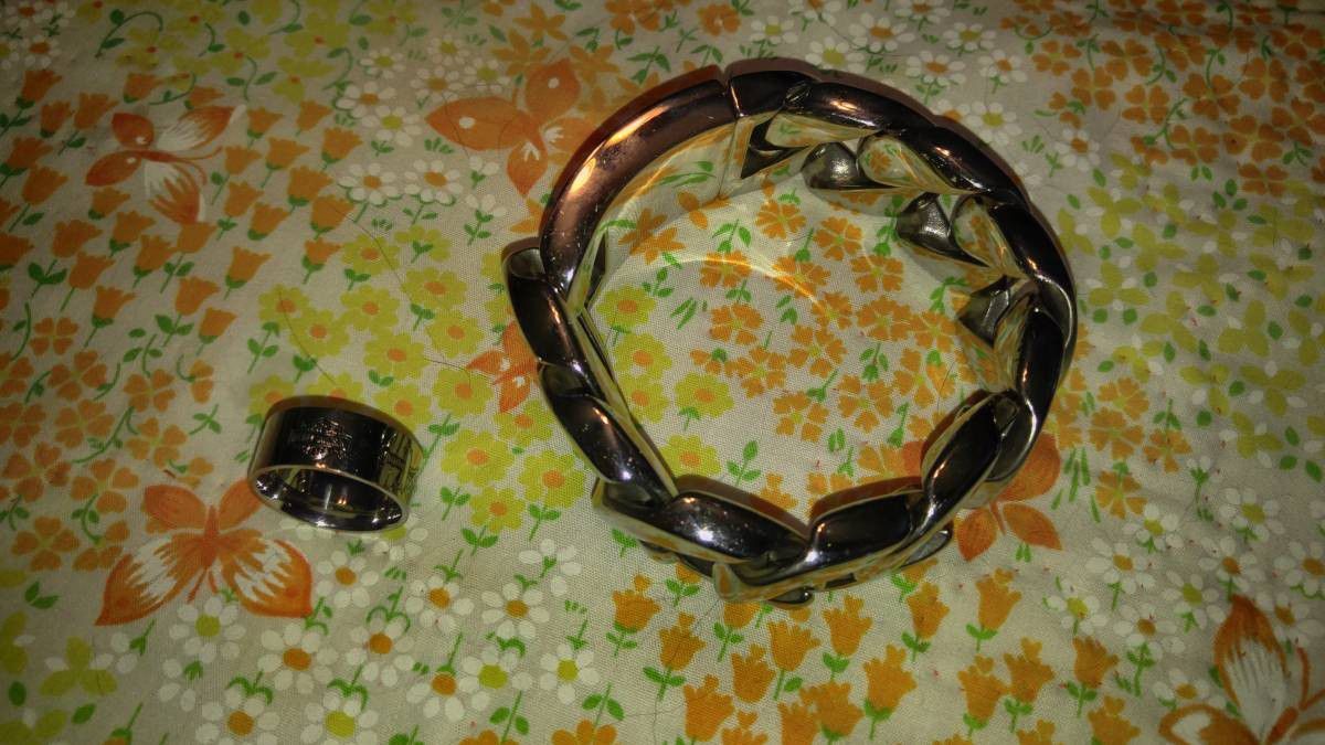 Harley-Davidson ring and biker bracelet