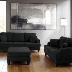 Black Sofa And Loveseat Set Brand New