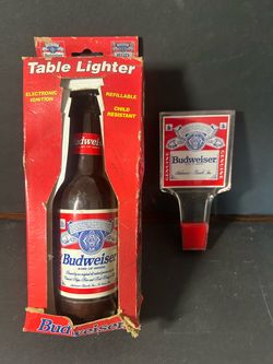 Vintage Budweiser table lighter, Budweiser beer tap handle