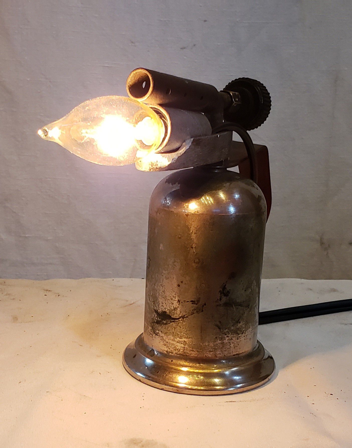 Antique Miniature Flame Thrower Lamp