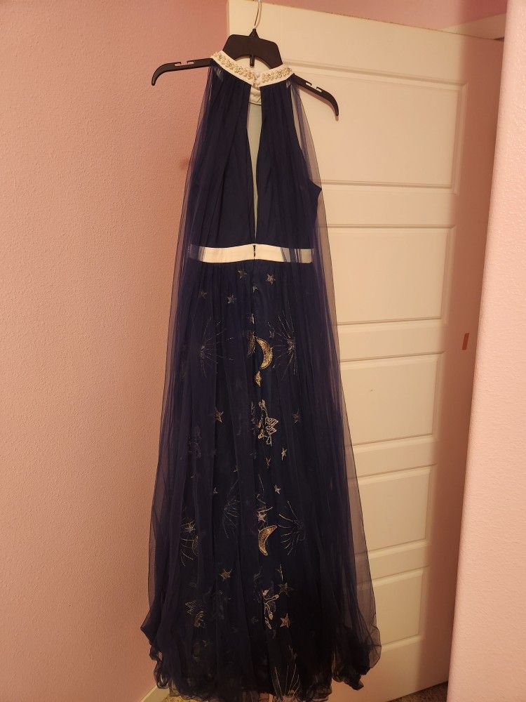 Blue Halter Homecoming Dress