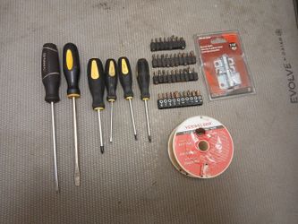 Mixed Tool Lot – Screwdrivers, Bits, Wire & Hardware