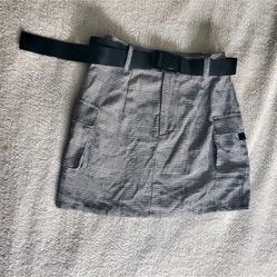 Forever 21 Mini Plaid Skirt School Girl Mini Skirt Black & White Preppy Cargo