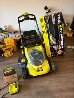 RYOBI 40V HP Brushless 20" Cordless Electric Battery Walk Behind Self-Propelled Lawn Mower-8.0Ah Battery & Charger