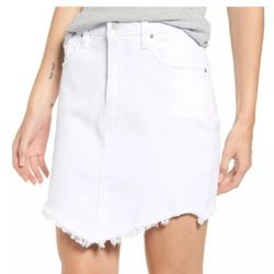 HUDSON Lulu Jupe Evereve white raw hem frayed denim jean short skirt 26 $175