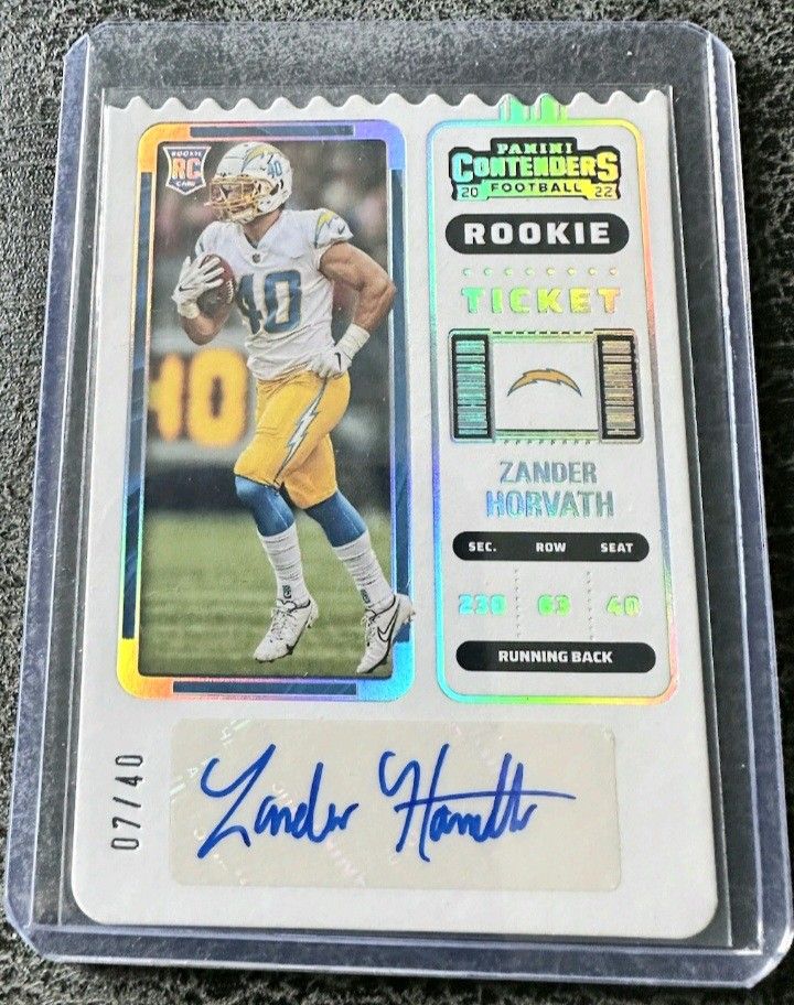 Really Nice 2022 Zander Horvath Panini Contenders Ticket Stub RC, Auto, #7/40 Card