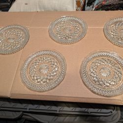 Anchor Hocking Wexford Glass Bread Plates 6" Scalloped Edge Set of 5