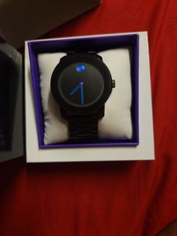 Movado Bold Black Watch with Blue Accents