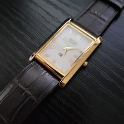 🔥NOS - Rare Vintage Seiko Slim Tank Men's Leather Watch