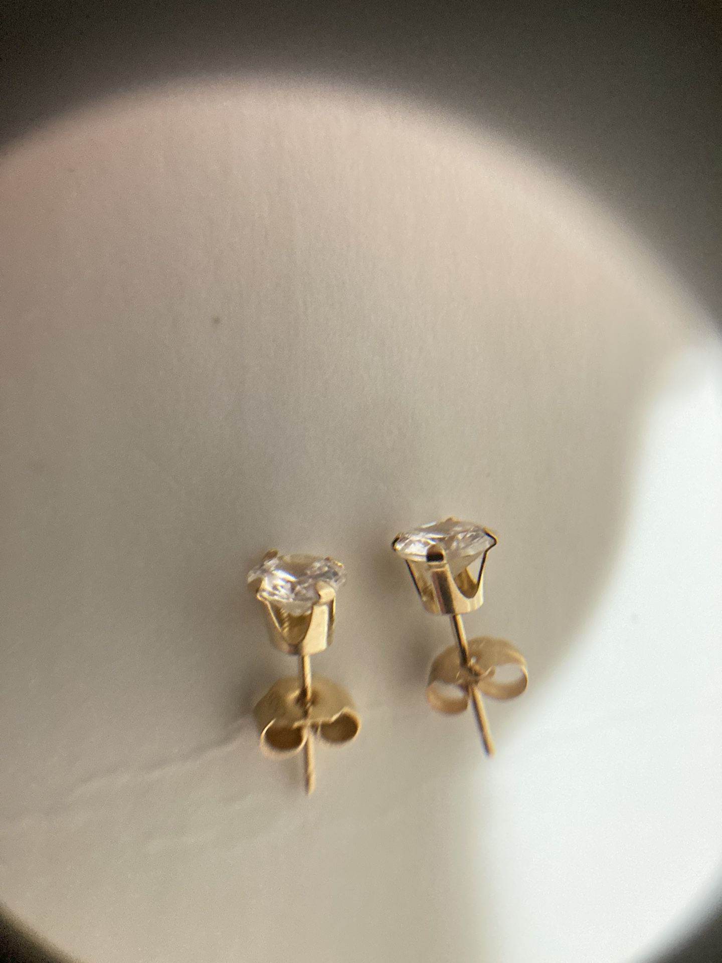 14k Yellow Solid Gold CZ Post Earrings