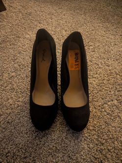 Black suede heels