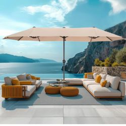 13ft Double Sided Patio Umbrella Large Outdoor Market Table Umbrella Rectangular Canopy