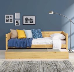 Twin bed with trundle and mattress