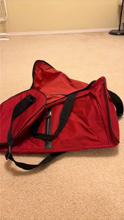 Red Nylon Duffel Bag with Shoulder Strap