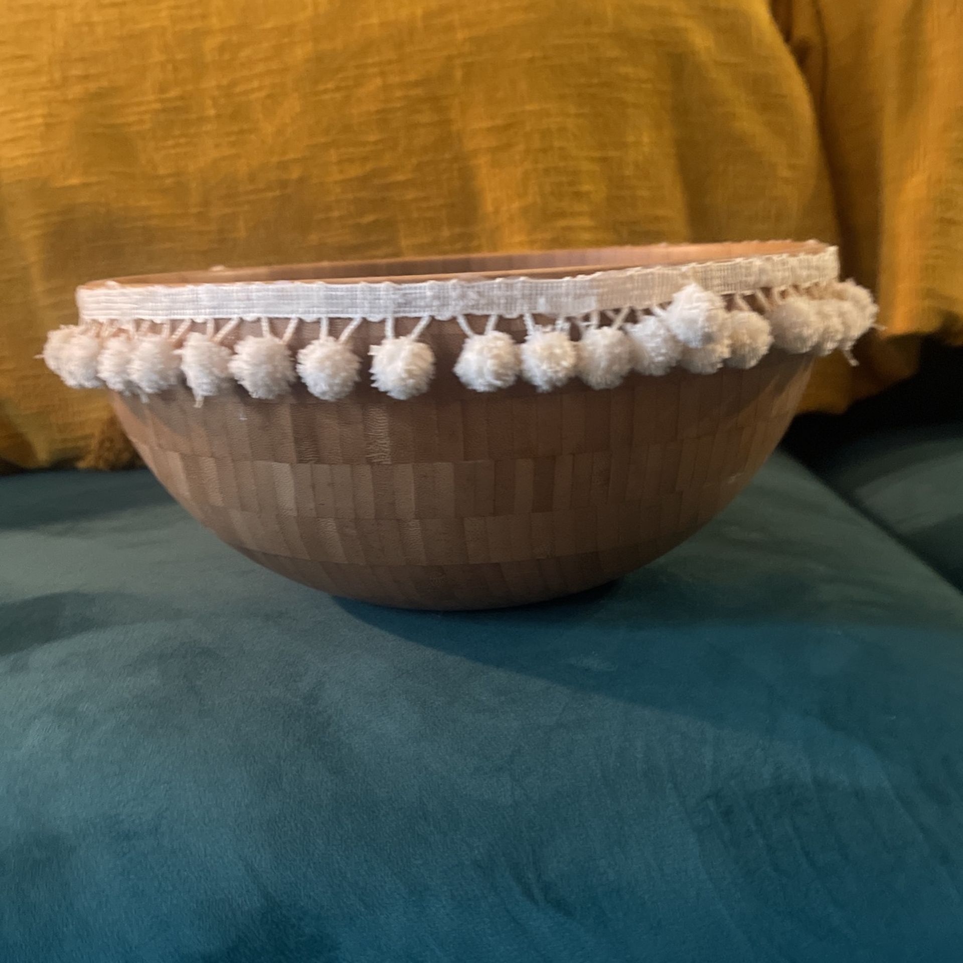 Wooden And Fringe Bowl