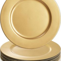 ZEAYEA 12 Pack Gold Charger Plates, 13 Inch Plastic Round Dinner Charger Plates for Wedding Party, Elegant Tabletop Decor
