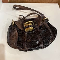 Gianni Bini Brown Snakeskin Clutch