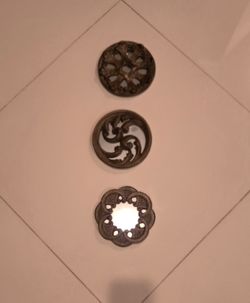 Set of 3 Ornate Bronze Medallion Discs