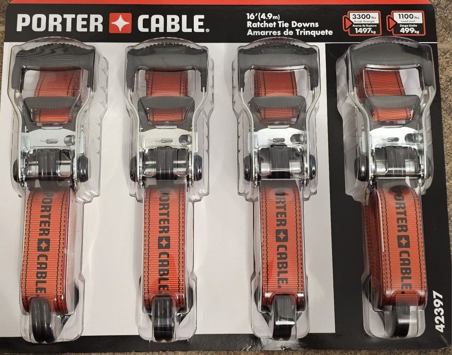 Porter cable Rachet Tie Down Set (4 Pc.) 3300 lb. break strength