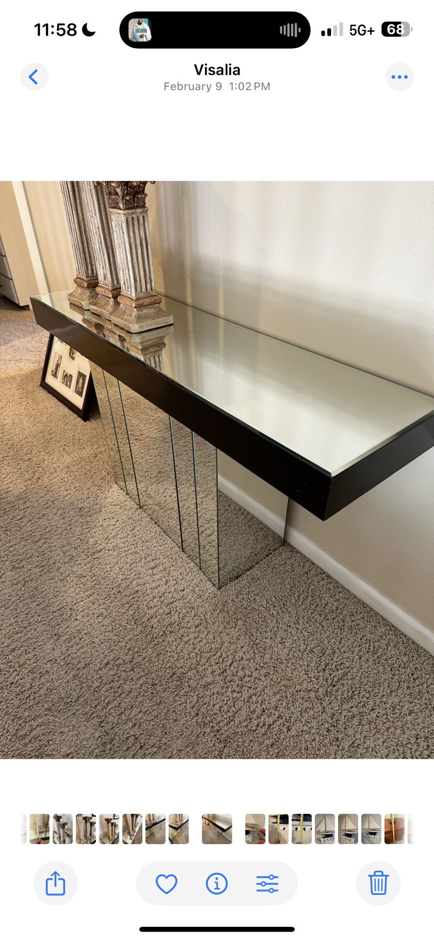 Modern Glass & Mirror Console Table – 56” Wide