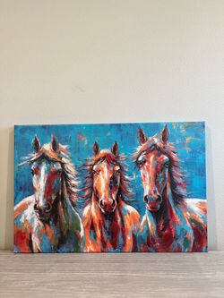 2 horse paintings art work canvas