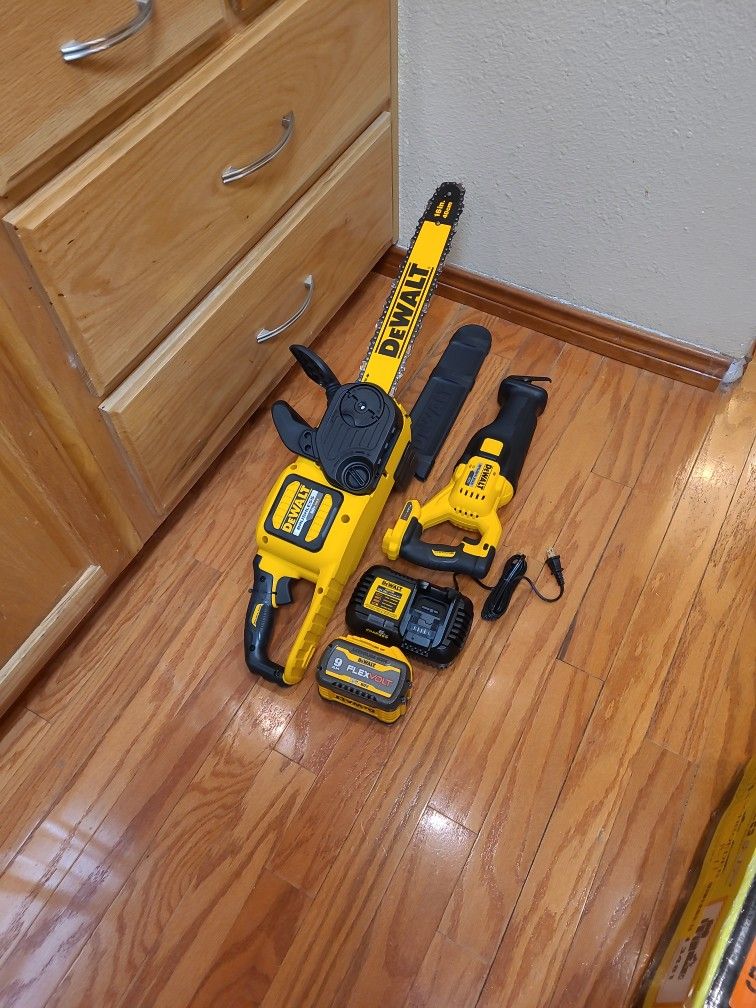 Dewalt 60V 16" Chainsaw, Sawzall, Battery, Charger